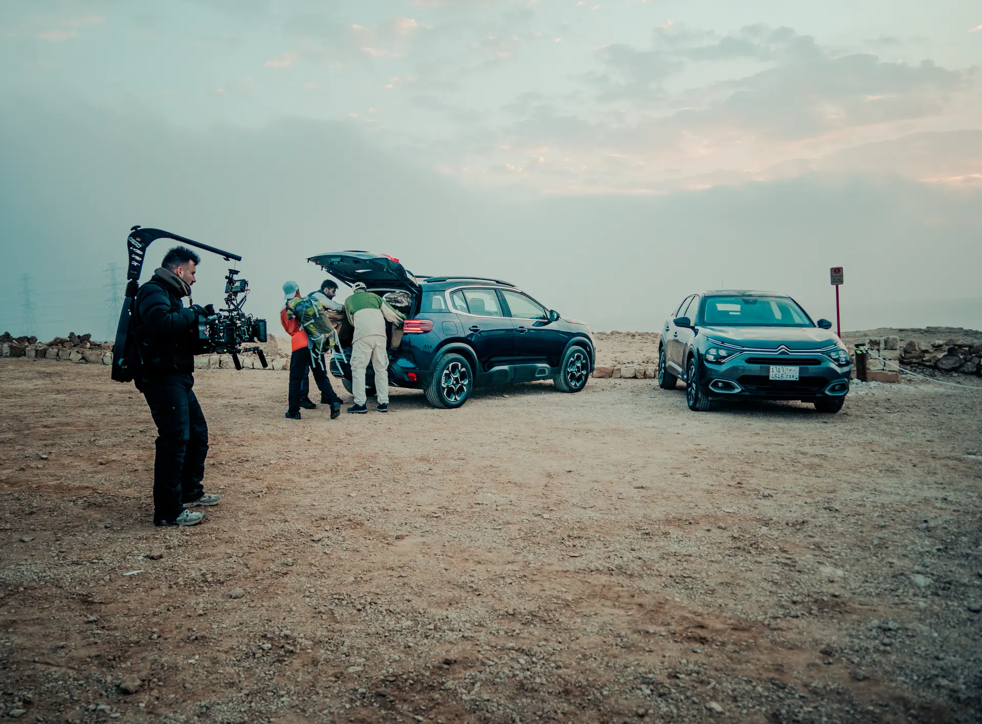 Professional camera setup and lighting for commercial production